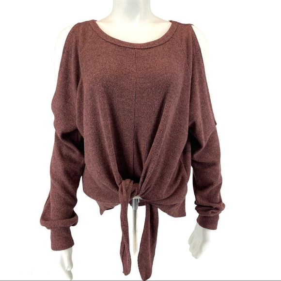 Hummingbird cold shoulder tie waist knit top - L - Picture 3 of 16